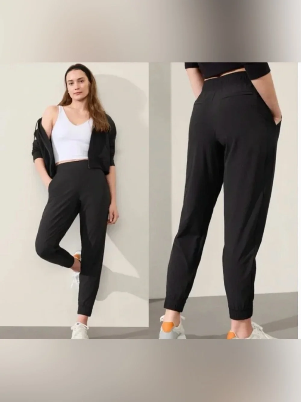 Athleta Broklyn Textured Black High-Rise Jogger Pants